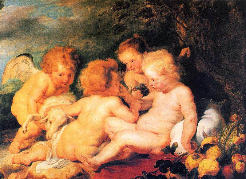 Peter Paul Rubens Christ and St.John with Angels